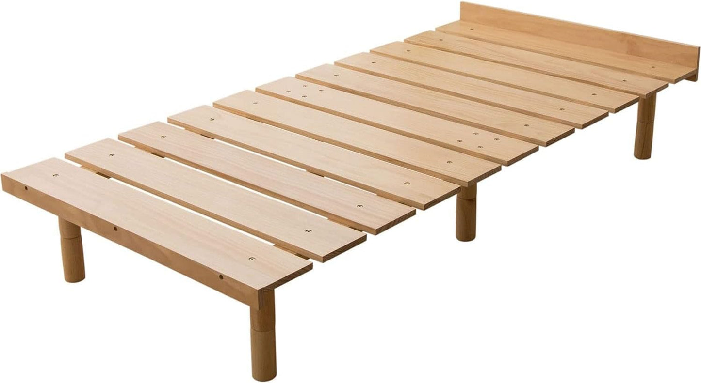 EMOOR Foldable Wood Slatted Floor Bed Frame OSMOS Twin Solid Pine (Earth-Natural), Easy Assembly Space Saving Storable Floor Life Tatami