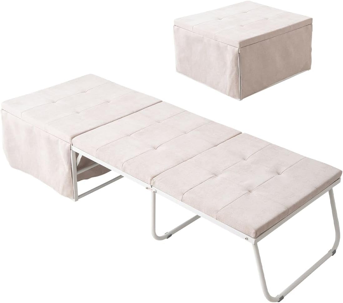 EMOOR Wooden Slatted Folding Bed Frame Twin, Foldable Rollaway Sturdy Paulownia Japanese Futon Mattress Tatami Natural No Box Spring Needed