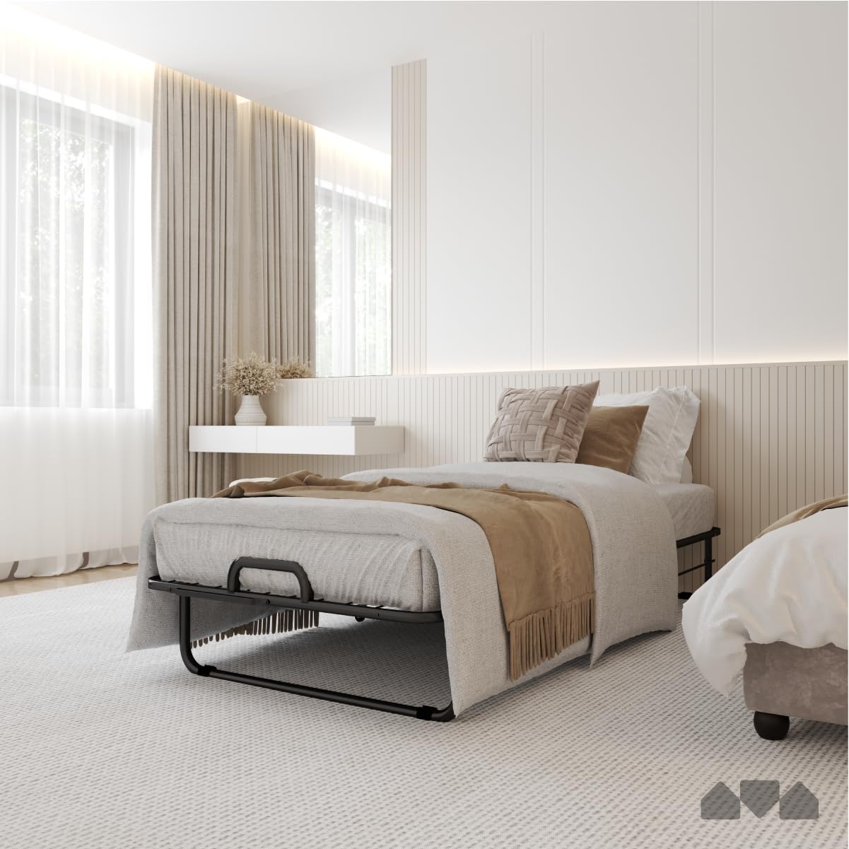 Milliard Deluxe Diplomat Folding Bed with Mattress for Adults, Twin Size, Portable Foldable Bed with Luxurious Memory Foam Mattress & Super Strong Frame, 75” x 38", Fold Up, Roll Away, & Hideaway