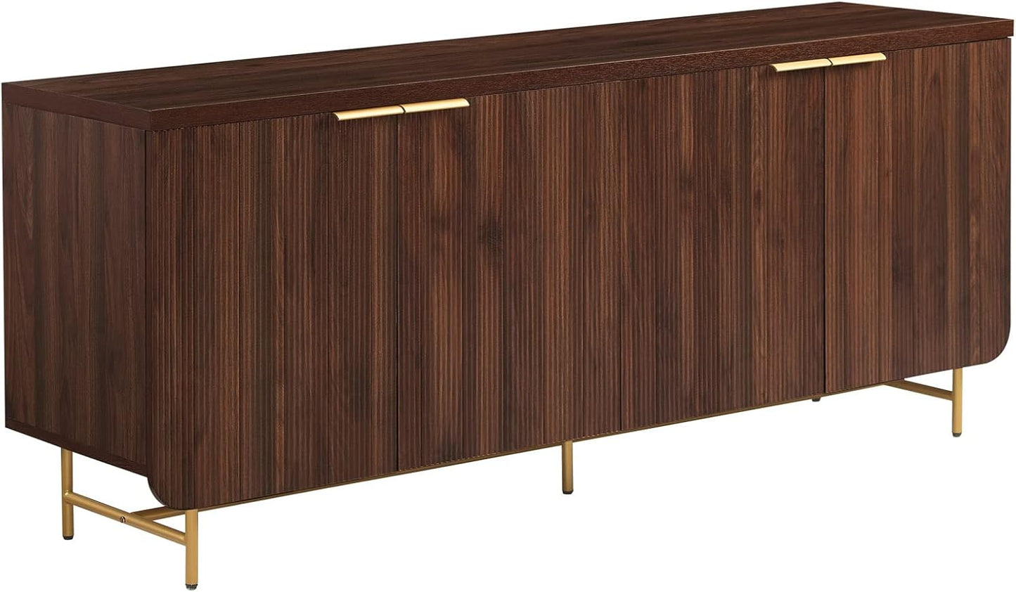 Walker Edison Reema Fluted 4-Door Kitchen Sideboard Buffet Console, 69 Inch, Coastal Oak
