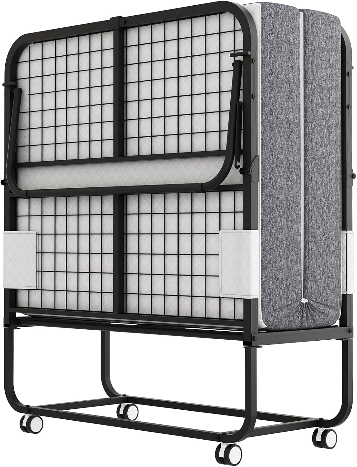 Full Size Folding Bed with Mattress - Extra Large Size 75''x54'' Foldable Rollaway Bed for Guest, Space Saving Fold Up for Easy Storage