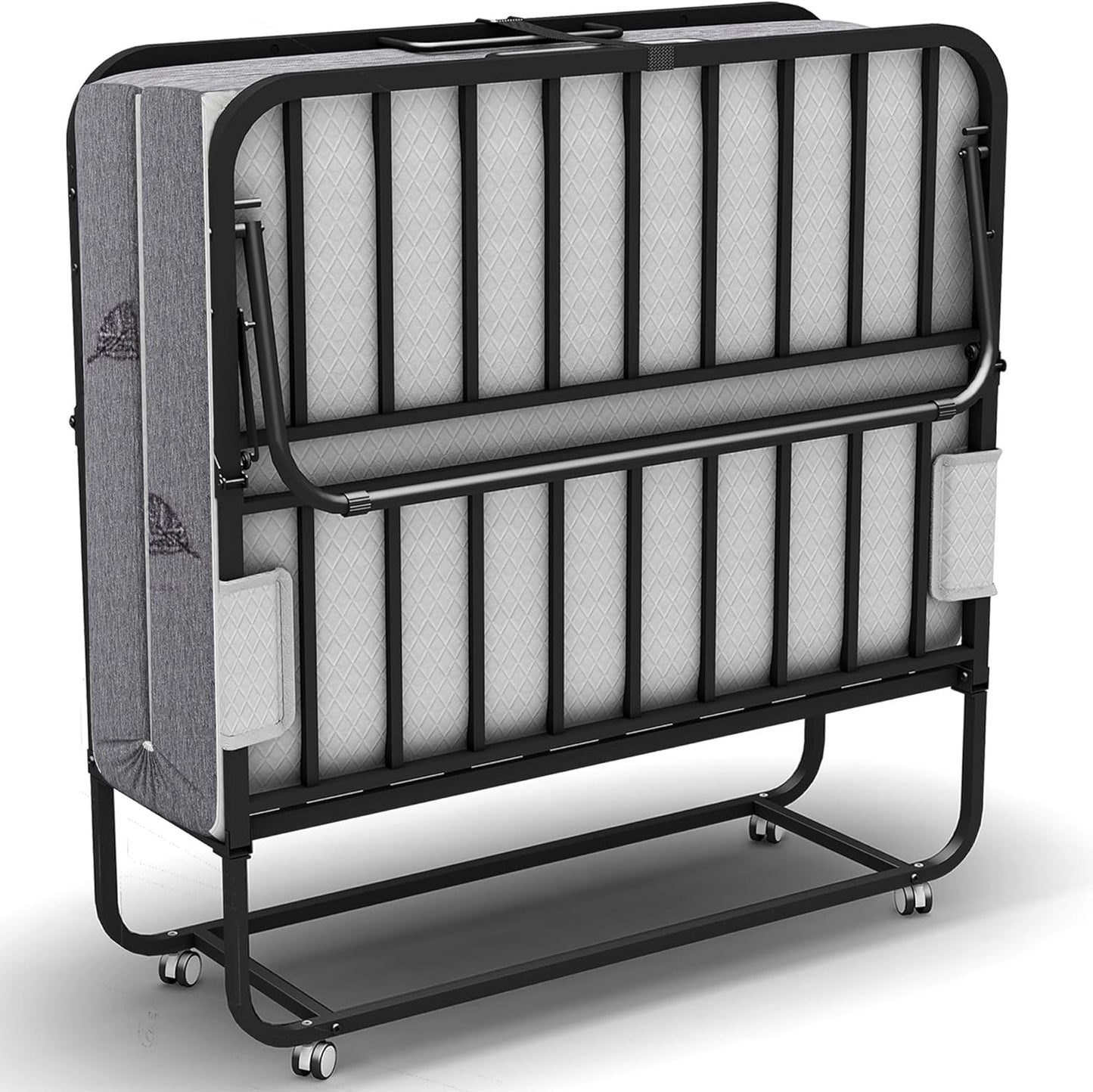 Folding Bed with Mattress 75 x 54 Full Size for Adults Rollaway Bed Fold Up Foldable Portable Extra Large Spare Guest Beds on Wheels for Home School Dorm Office Hospital
