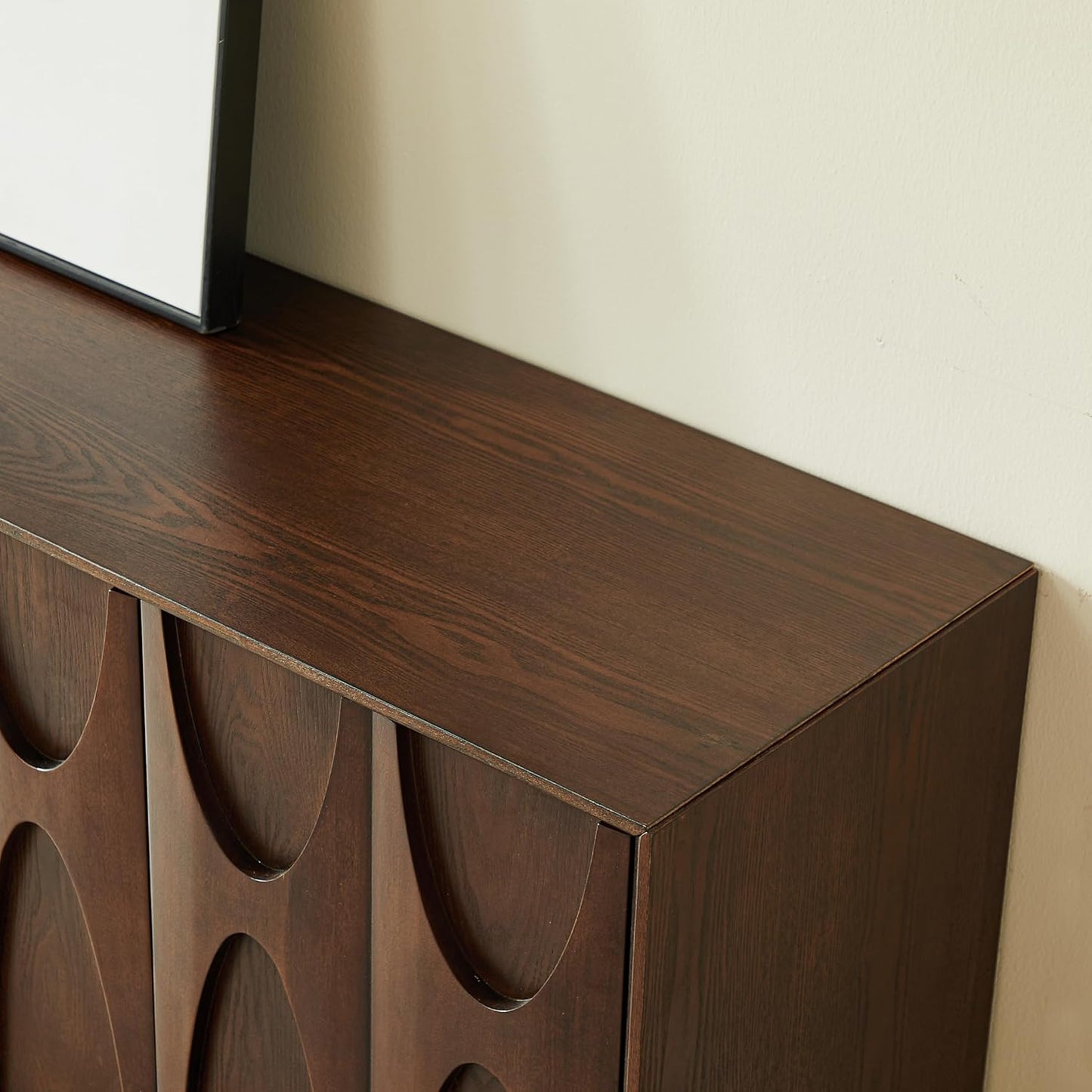 63" TV Stand with Storage, 4 Doors Modern Entertainment Center Sideboard Buffet Cabinet with Adjustable Shelves, TV Media Console Table for Living Room, Walnut