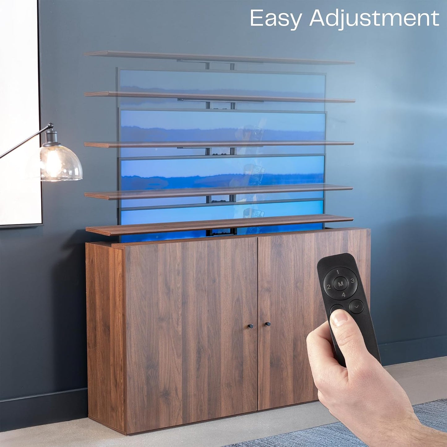 VIVO Walnut TV Cabinet with Motorized Vertical Lift Television Stand, Holds 32 to 55 inch TVs up to 44 lbs, CASE-KIT-EUP1WN