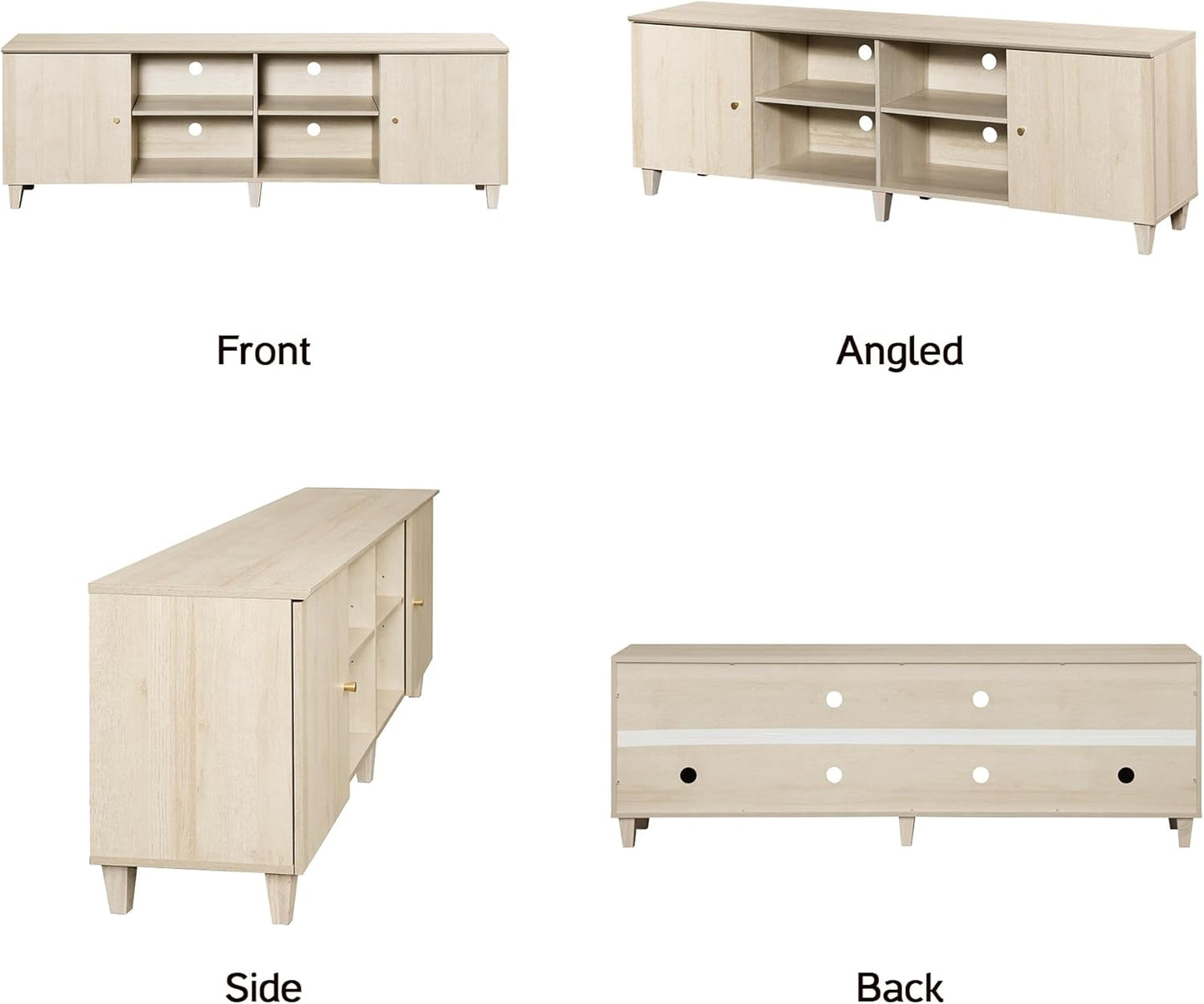 WAMPAT 3-in-1 TV Stand w/Doors&Charging Station, 105" Modern Wood Entertainment Center Media Console for 110+ inch TVs, TV Cabinet w/Shelves&4 Drawers for Living Room, Bedroom, Light Oak