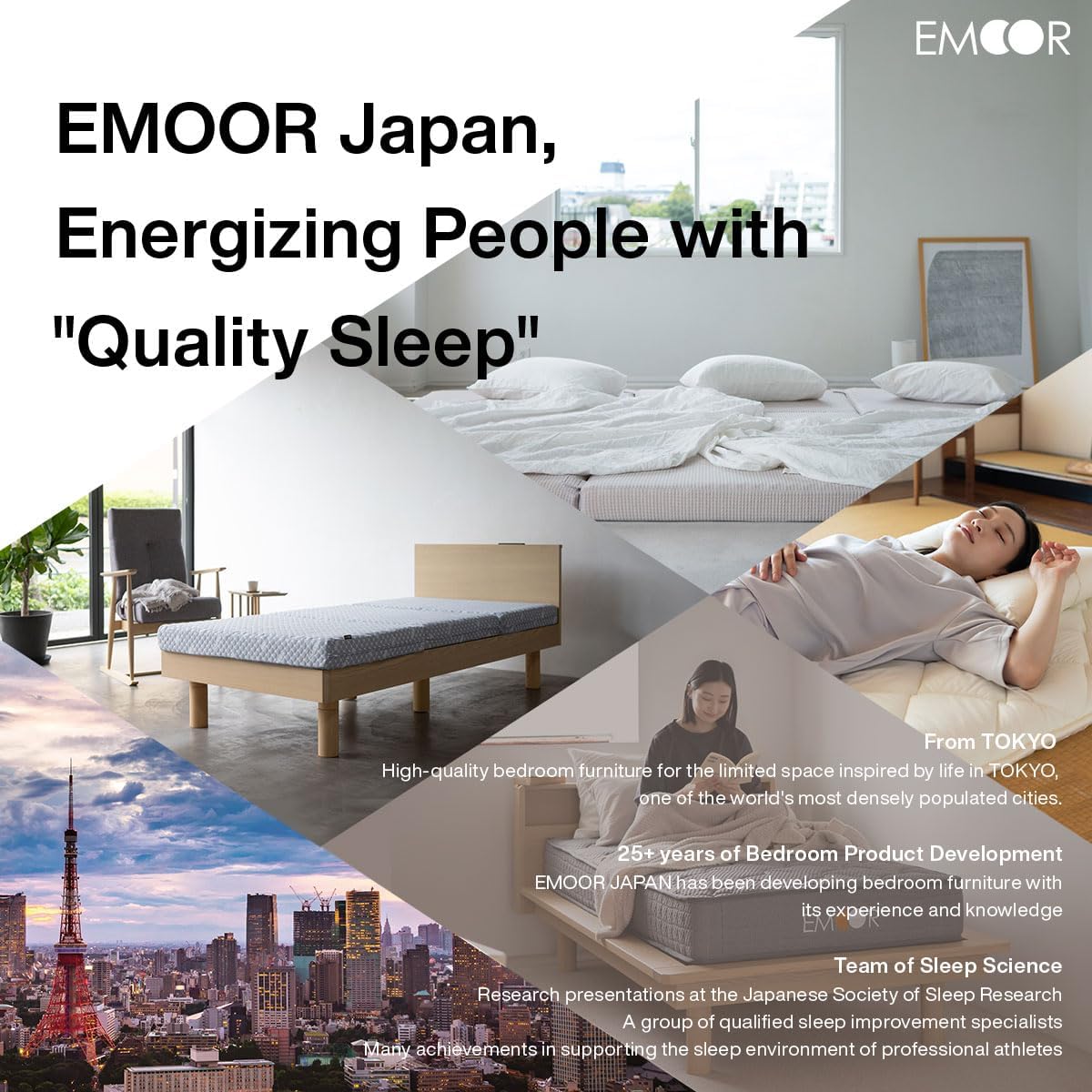 EMOOR Wooden Slatted Folding Bed Frame Twin, Foldable Rollaway Sturdy Paulownia Japanese Futon Mattress Tatami Natural No Box Spring Needed