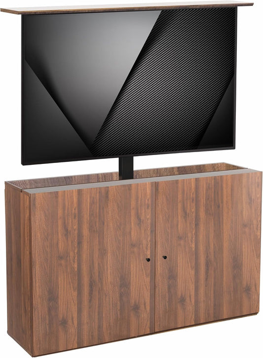 VIVO Walnut TV Cabinet with Motorized Vertical Lift Television Stand, Holds 32 to 55 inch TVs up to 44 lbs, CASE-KIT-EUP1WN